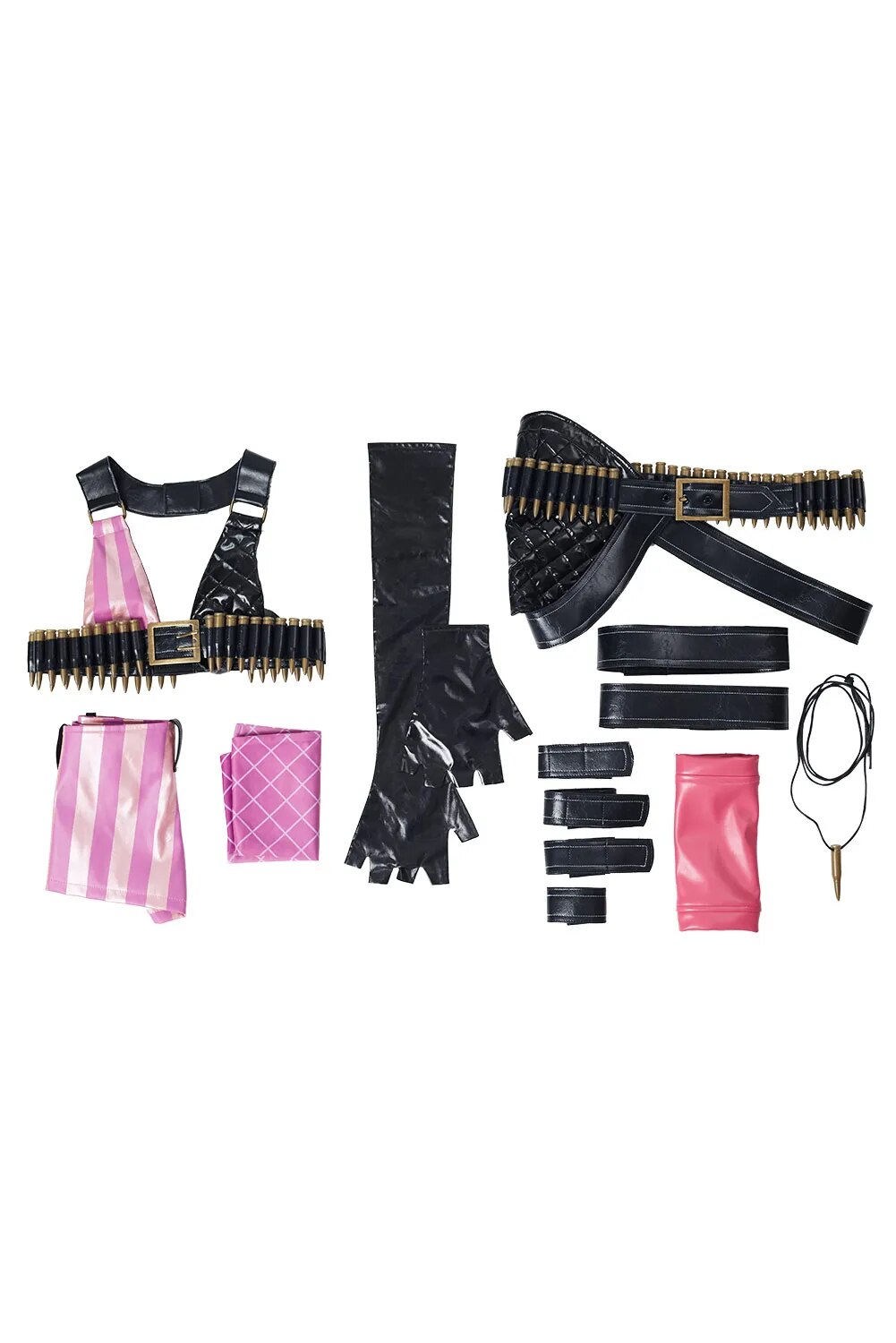 Jinx Cosplay Costume Anime Game  Women Pink Tube Top Stocking Gloves Outfits Halloween Party Role Play Suits For Female