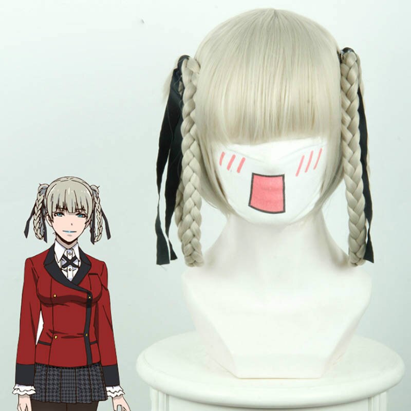 Kakegurui Yumeko Jabami Cosplay Wigs Heat Resistant Synthetic Hair Wigs Black Straight Wig