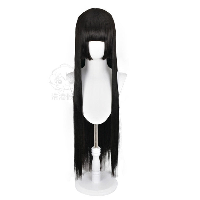 Kakegurui Yumeko Jabami Cosplay Wigs Heat Resistant Synthetic Hair Wigs Black Straight Wig