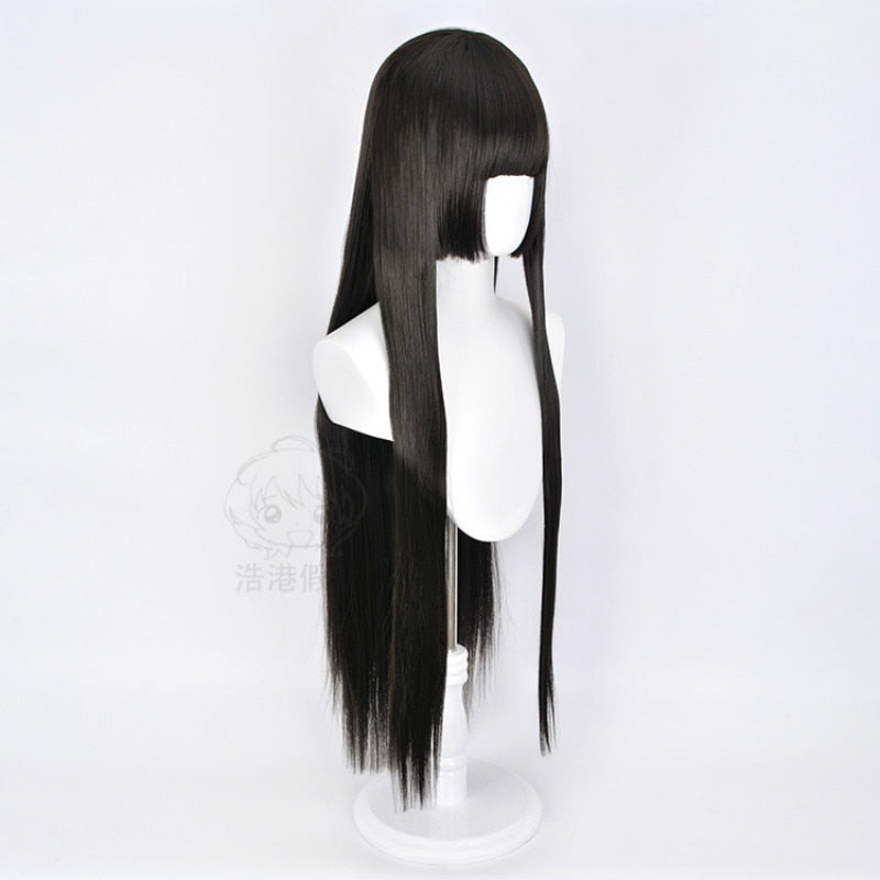 Kakegurui Yumeko Jabami Cosplay Wigs Heat Resistant Synthetic Hair Wigs Black Straight Wig