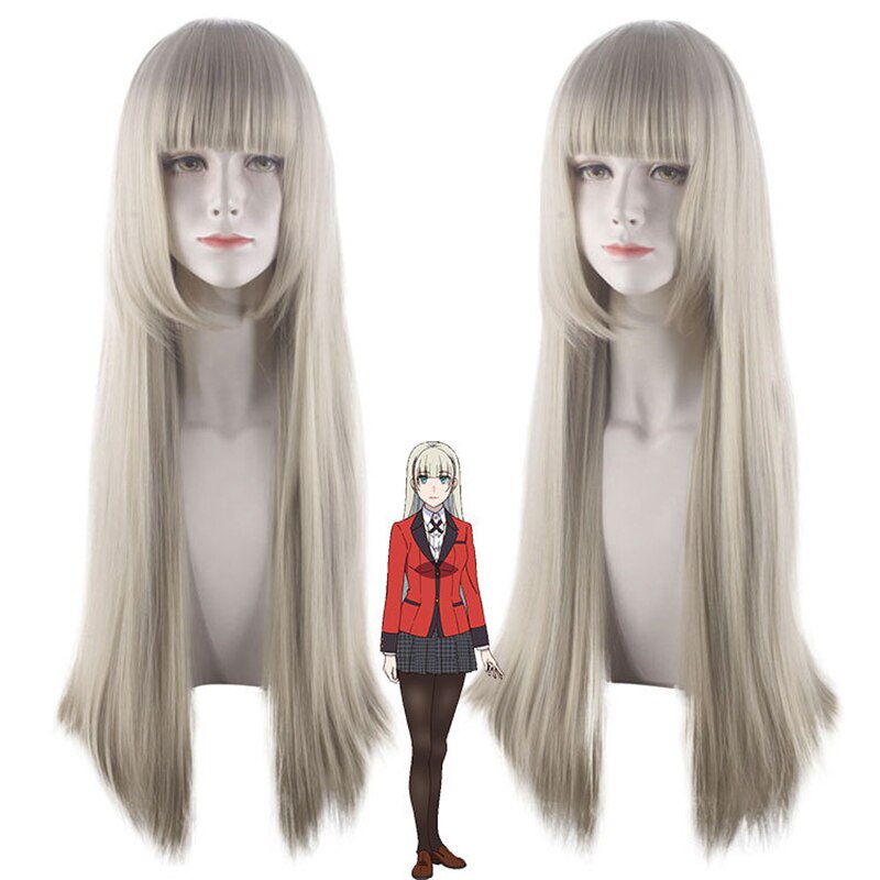 Kakegurui Yumeko Jabami Cosplay Wigs Heat Resistant Synthetic Hair Wigs Black Straight Wig