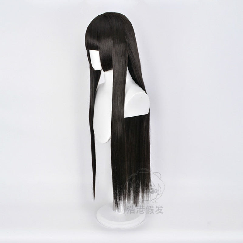 Kakegurui Yumeko Jabami Cosplay Wigs Heat Resistant Synthetic Hair Wigs Black Straight Wig