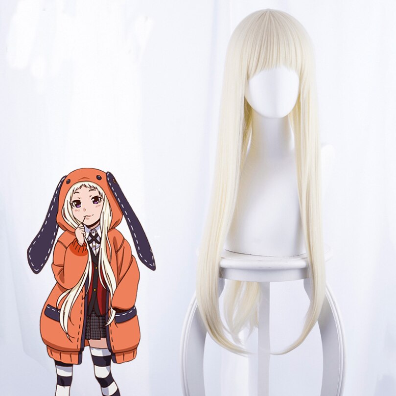 Kakegurui Yumeko Jabami Cosplay Wigs Heat Resistant Synthetic Hair Wigs Black Straight Wig