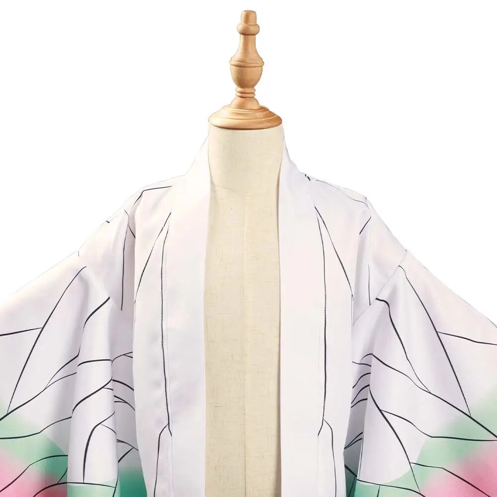 Kids Demon Slayer Kimetsu no Yaiba Kochou Shinobu Cosplay Anime Costume Kimono Coat Cape Boys Girls Cloak Halloween Party Suits