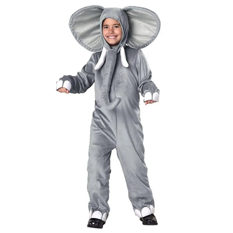 Kids Elephant Costumes Cute Children Animal Cosplay Girl Boys Kindergarten School Party Student Game Role Play Suit Romper Purim