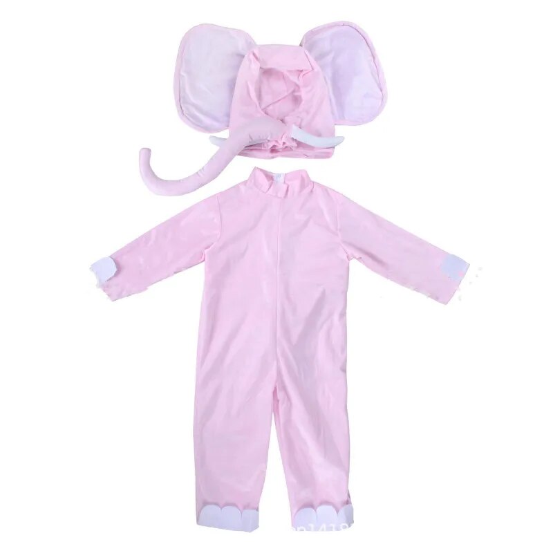 Kids Elephant Costumes Cute Children Animal Cosplay Girl Boys Kindergarten School Party Student Game Role Play Suit Romper Purim