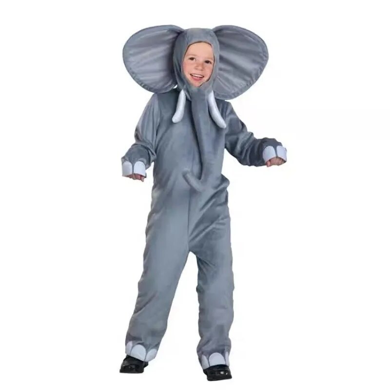 Kids Elephant Costumes Cute Children Animal Cosplay Girl Boys Kindergarten School Party Student Game Role Play Suit Romper Purim