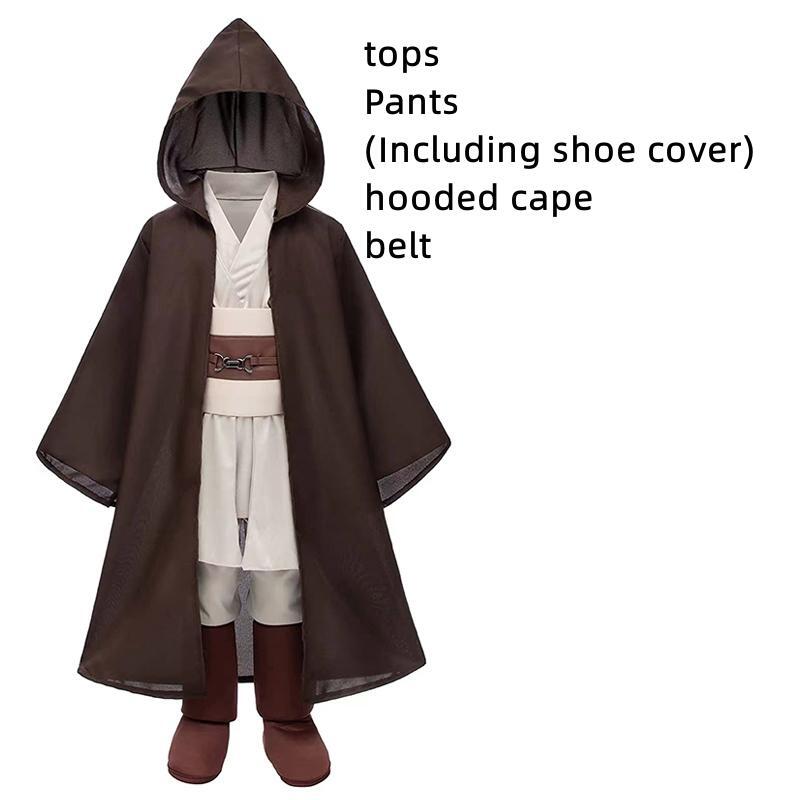 Kids Halloween Costumes Jedi Warrior Cosplay Hooded Cloak Clothing Full Suit Star War Masquerade Party Cosplay Costume