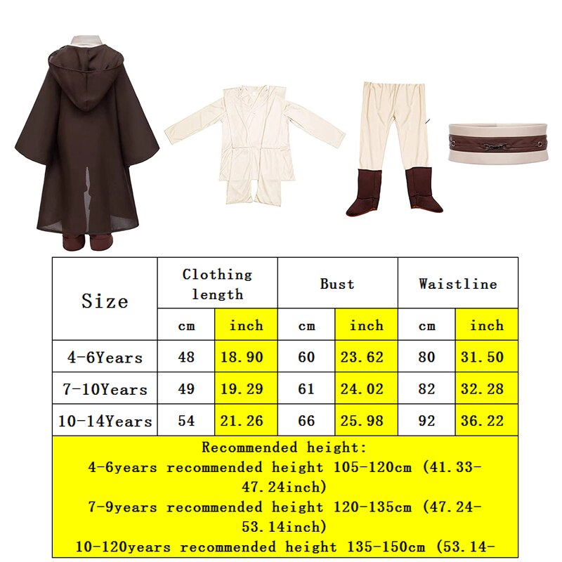 Kids Halloween Costumes Jedi Warrior Cosplay Hooded Cloak Clothing Full Suit Star War Masquerade Party Cosplay Costume