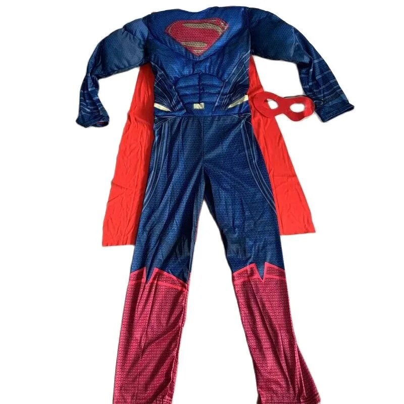 Kids Superman Halloween Cosplay Costume Boys Anime Superhero Party Role Play Dress Up Muscle Suit Children Hero Jumpsuit Outfit