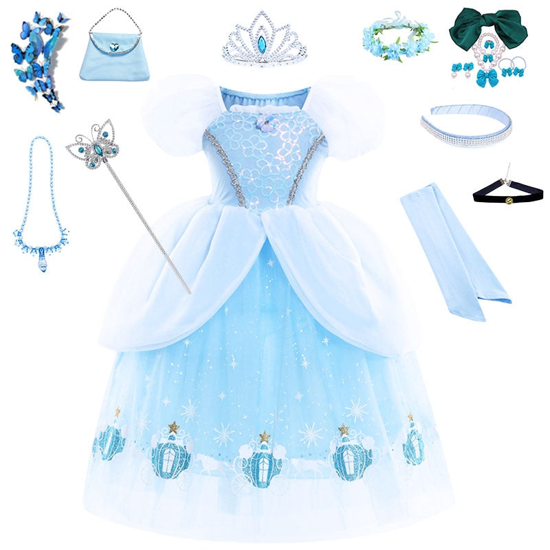 Luxury Princess Girls Costume Party Dress Up Cinderella Cosplay Vestidos Birthday Gift Costume Elegant Party Gown Disguise 2-10T