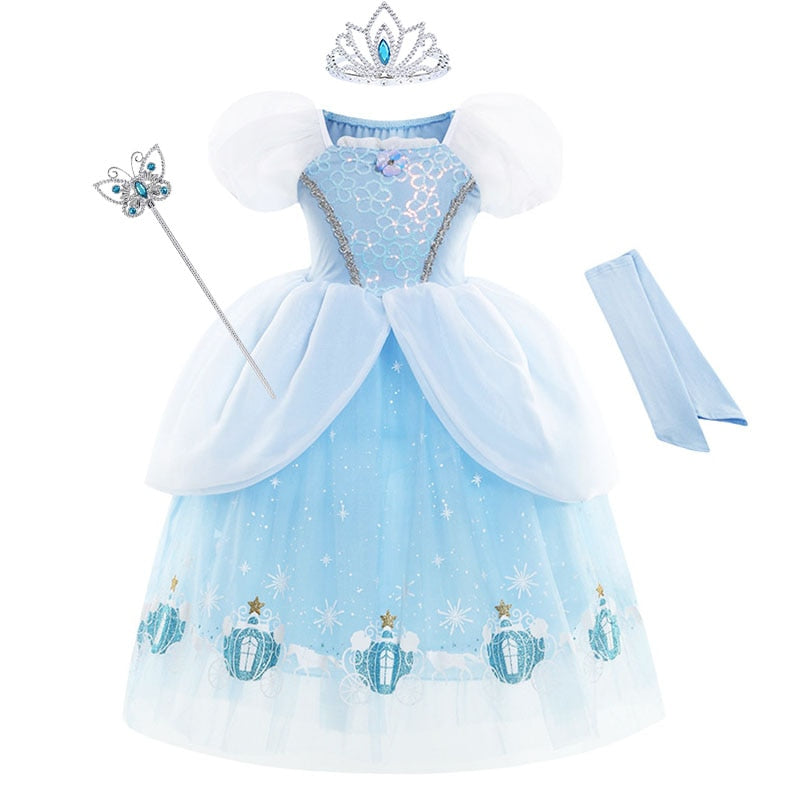 Luxury Princess Girls Costume Party Dress Up Cinderella Cosplay Vestidos Birthday Gift Costume Elegant Party Gown Disguise 2-10T