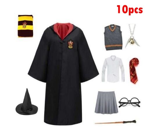 Magic Cape Cloak Robe Hermione Granger Cosplay Costume Skirt HarryyPotter Scarf Glasses Gryffindor Holiday PartyGift Accessories