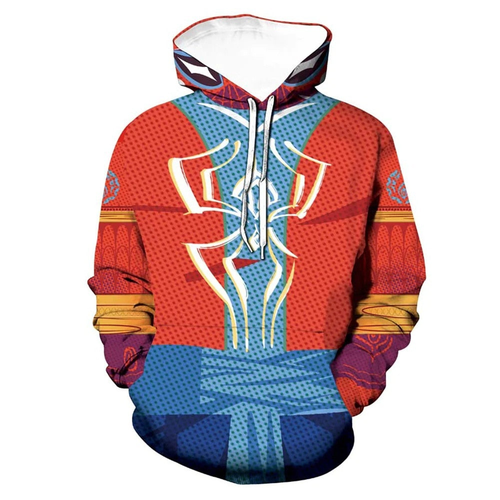 Spider Man Hoodies Across The Spider-verse Anime Digital Printing Cosplay Zipper Sweater Casual Outer Cartoon Men Clothes