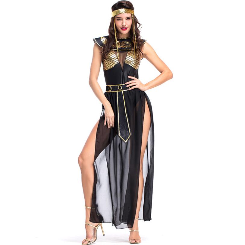 Medieval Queen Cleopatra Costumes for Adult Women Ancient Egyptian Pharaoh Cosplay Clothing Halloween Egypt Princess Dress