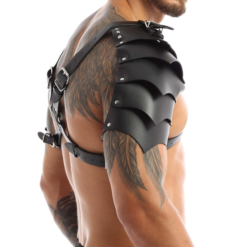 Medieval Shoulder Chest Armor PU Leather Harness Man Steampunk Breastplate Cuirass Gothic Witch Cosplay Costume Performance