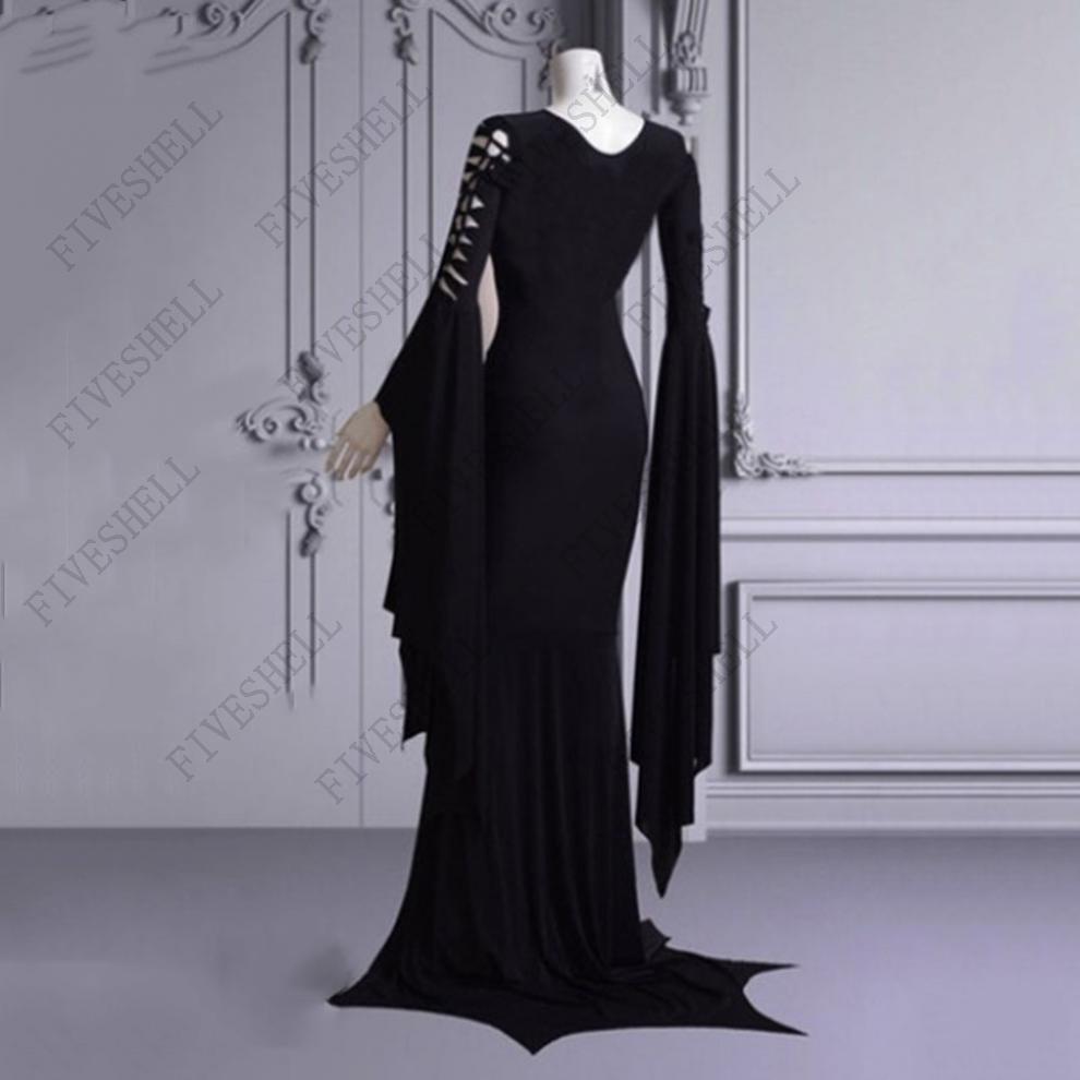 Medieval Vampire Black Lace Up Gown Robe For Women S-5XL Sexy Witch Ghost Halloween Costume Morticia Addam Gothic Maxi Dress