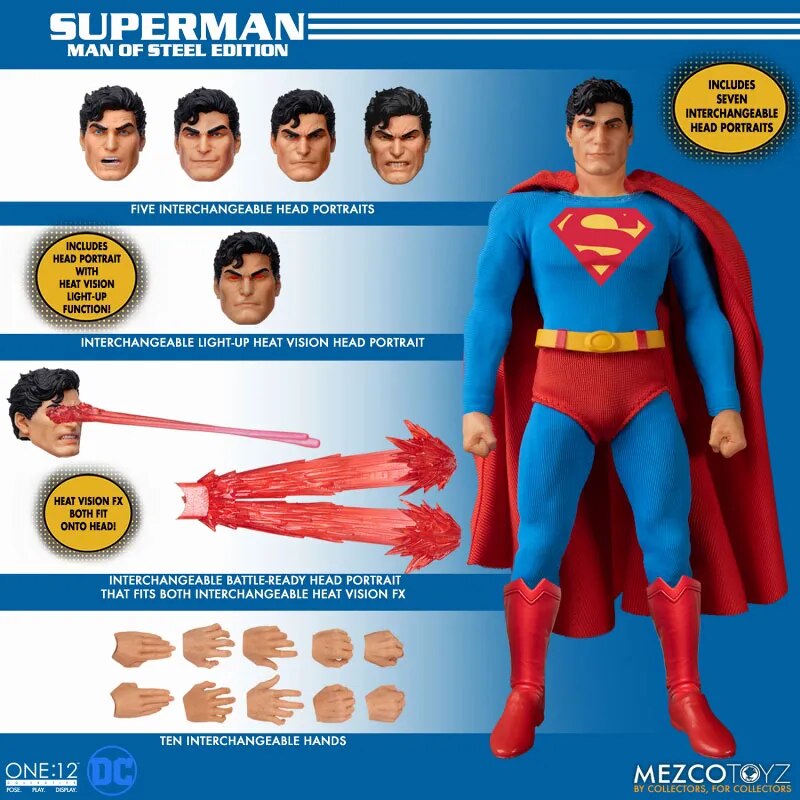 Mezco ONE:12 Collective Superman 1/12 Action Figure Man of Steel Edition Action Figure Model mainan hadiah