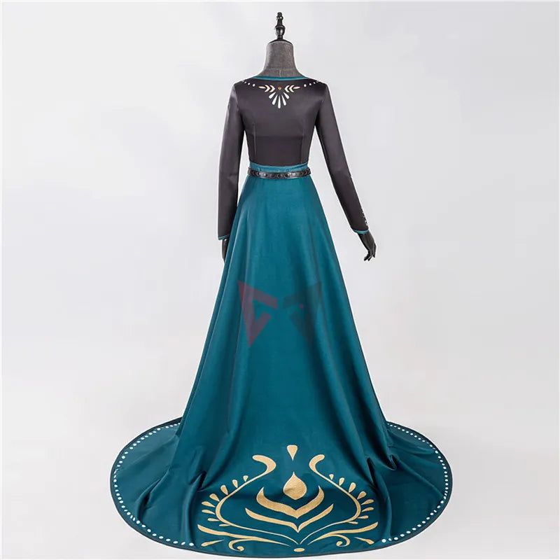 Moive Princess 2 Anna Coronation Dress Women Long Gown Cape Adult Girls Halloween Carnival Party Cosplay Costume Crown Suit
