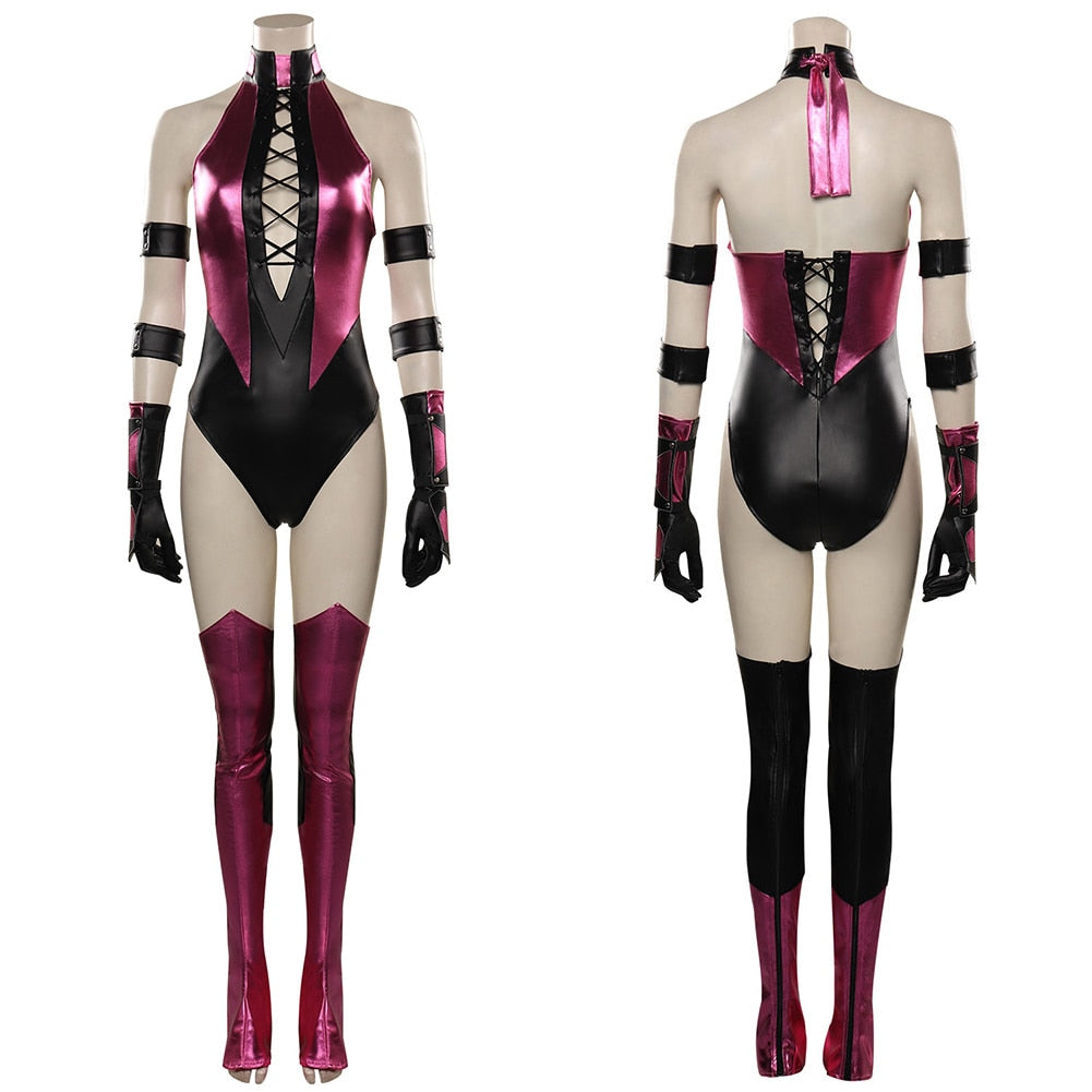 Mortal Kombat Mileena KATANA Kitana Cosplay Costume Sexy Jumpsuit Mask for Adult Women Girls Halloween Party Clothes Role Play