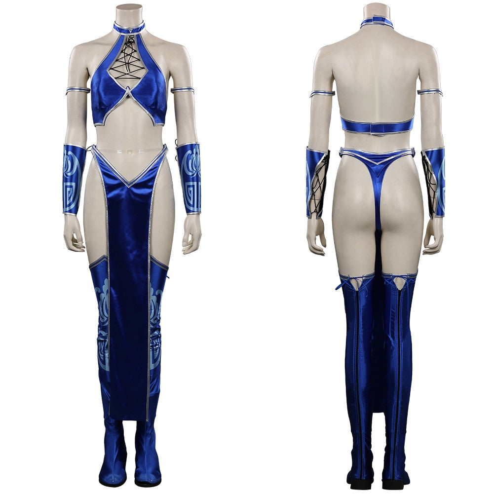 Mortal Kombat Mileena KATANA Kitana Cosplay Costume Sexy Jumpsuit Mask for Adult Women Girls Halloween Party Clothes Role Play