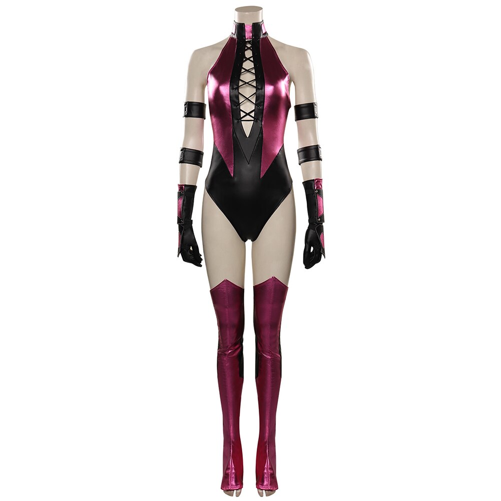 Mortal Kombat Mileena KATANA Kitana Cosplay Costume Sexy Jumpsuit Mask for Adult Women Girls Halloween Party Clothes Role Play