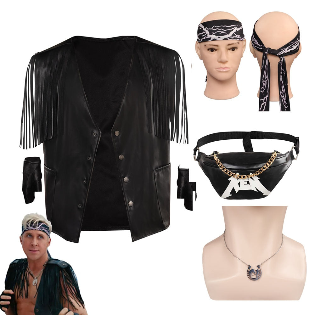 Movie Barbier Margot Ken Cosplay Hat Vest Jacket Headband Costume Men Women Gloves Cape Hairband Halloween Party Disguise Suit