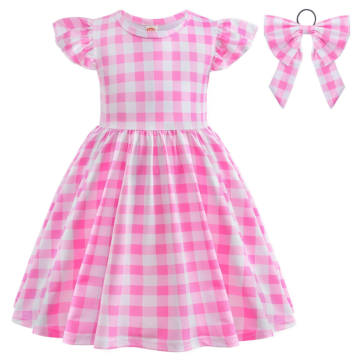 Movie Berbie Costume for Girls Pink Plaid Barbi Cosplay Kids Princess Dress Birthday Halloween Carnival Party Vestidos 3-10 Yrs