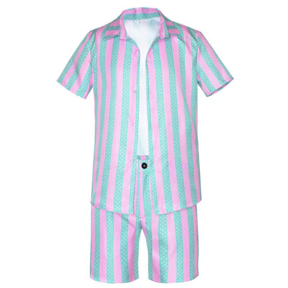 Movie Ken Ryan Gosling Cosplay Costume Men Summer Short Sleeve Shirt Coat Shorts Suit Halloween Uniform Party Outfit Carnival