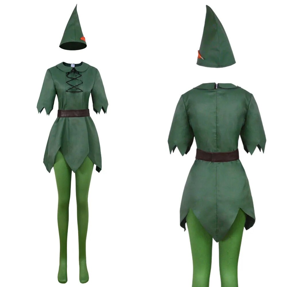 Movie Peter Cosplay Pan Costume Wendy Men Women‘s Blue Dress Green Suit Halloween Party Outfits with Accessories