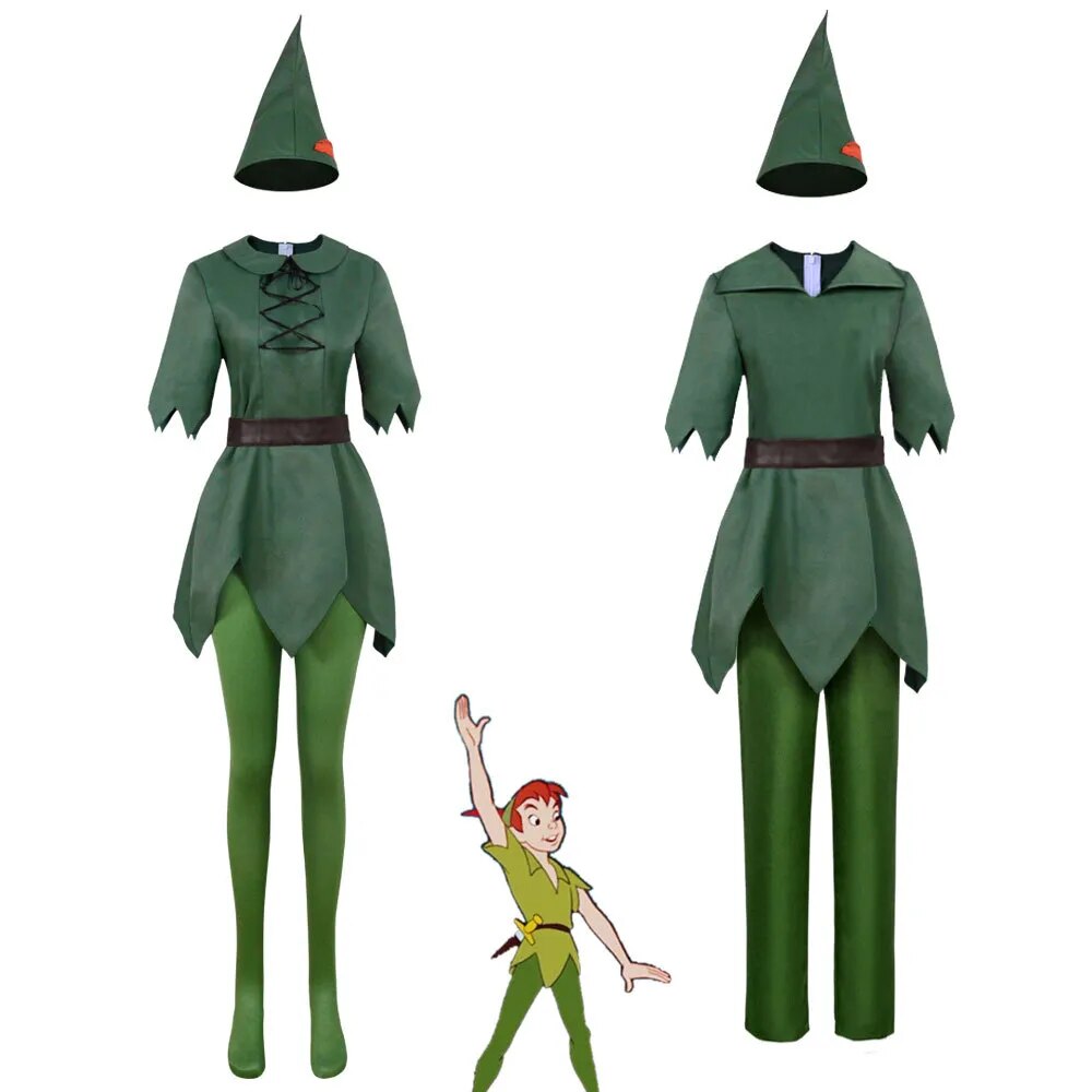 Movie Peter Cosplay Pan Costume Wendy Men Women‘s Blue Dress Green Suit Halloween Party Outfits with Accessories