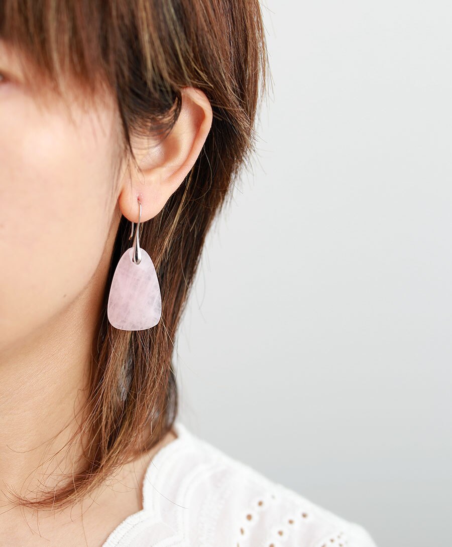 Natural Stone Earrings for Women Rose Quartzs Dangle Earrings Bold Jewelry Gifts