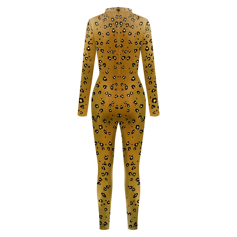 Slender One-piece Leopard Print Adult Cosplay Costumes for Women
