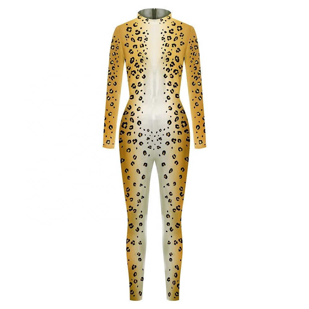 Slender One-piece Leopard Print Adult Cosplay Costumes for Women