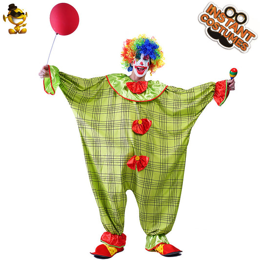Halloween clown costume for adults with big pockets, fun party cosplay outfit for couples