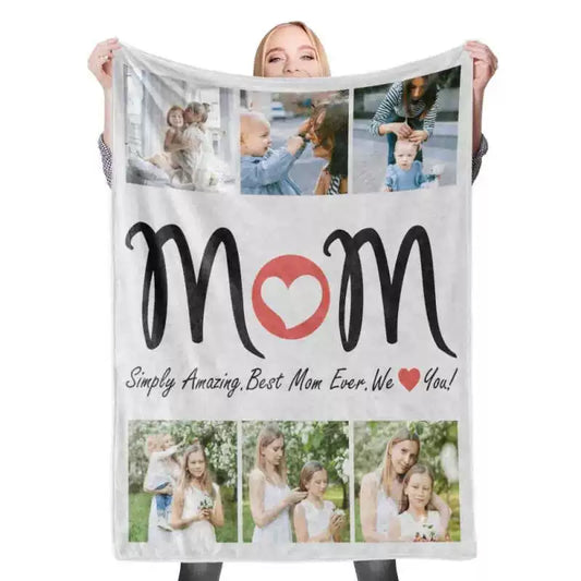 Custom 6 Photos Collage Blanket Mother's Day Mom Blanket img 1