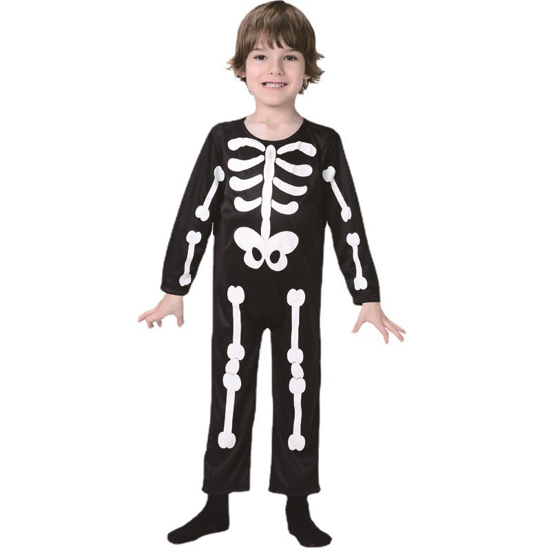 Halloween kids skeleton jumpsuit scary cosplay costume stage performance outfit