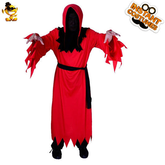 Red Devil Costume for Men Halloween Party Cosplay Robe Stage Performance Outfit