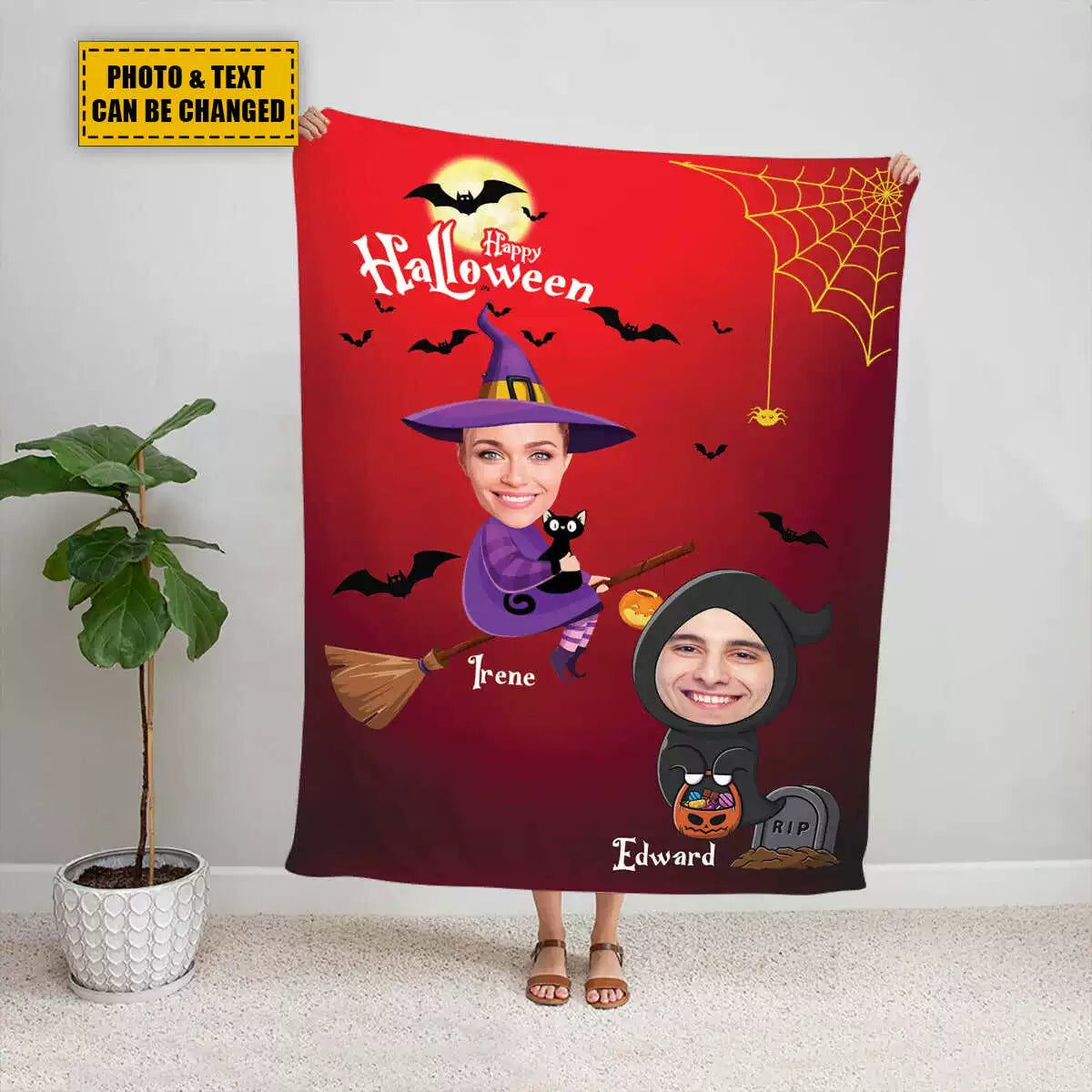 Halloween Personalized Blanket Halloween Gift for Friends img 3