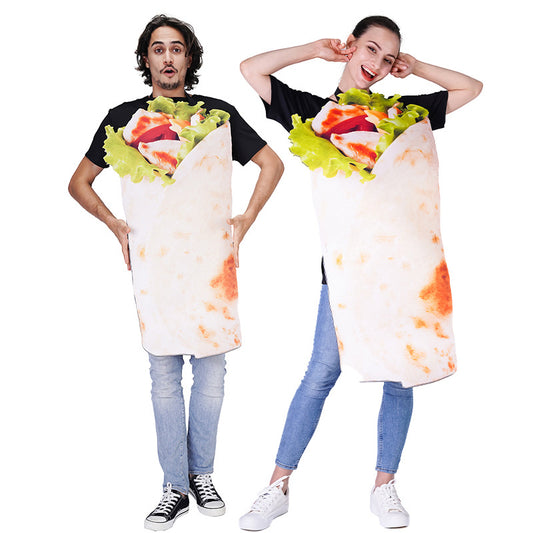 Halloween adult couples funny food costume pizza roll cosplay outfit for parties