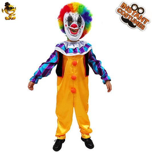 Halloween scary demon clown costume for boys kids cosplay party roleplay
