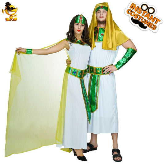 Egyptian Pharaoh Costume for Adults Cleopatra Dress Halloween Couple Party Outfit