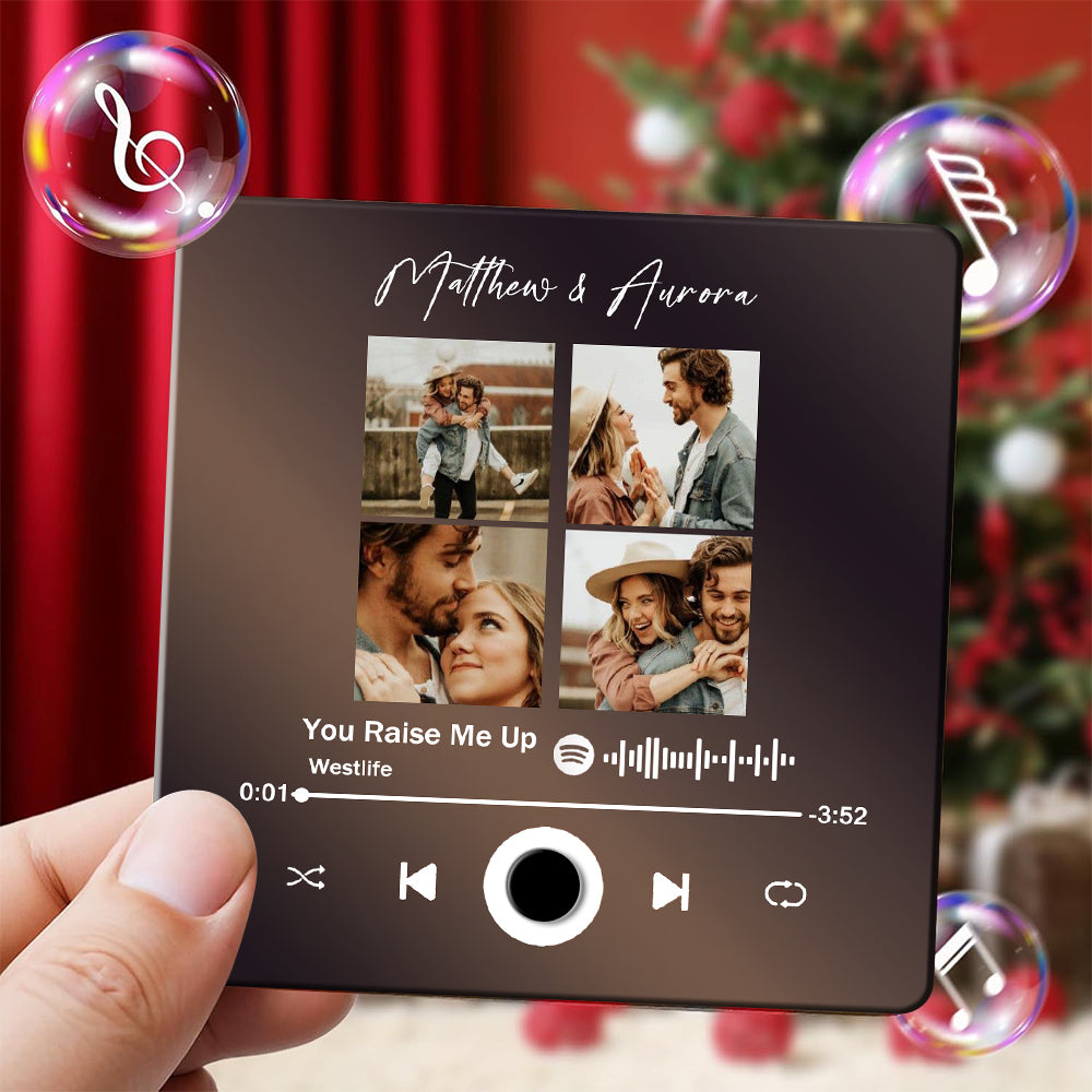 Custom Music Fridge Magnet,Personalized 4 Photo for Couple img 1