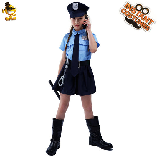 Halloween kids costume cosplay girl uniform slim fit dress