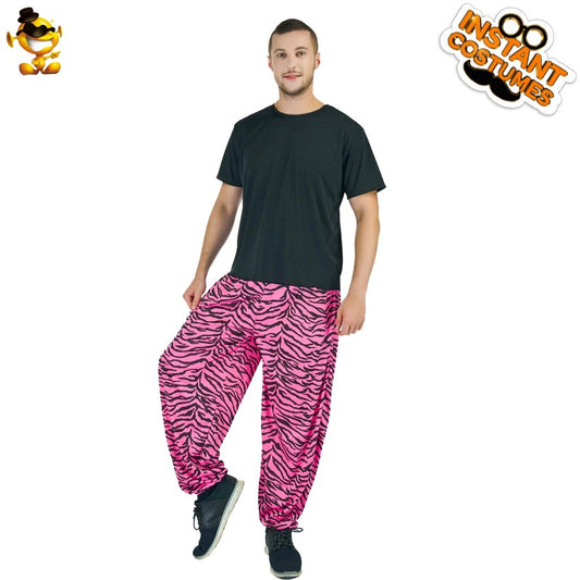 Men's harem pants for Halloween party cosplay pink zebra print stage performance costume