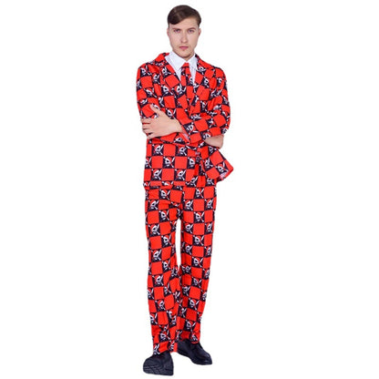 Halloween skeleton print suit for men adult cosplay costume stage performance party outfit