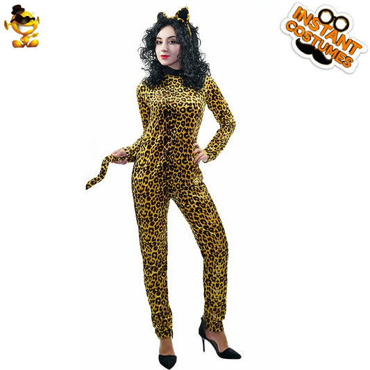 Body sexy imprimé léopard pour femme, costume de cosplay d'Halloween, performance sur scène