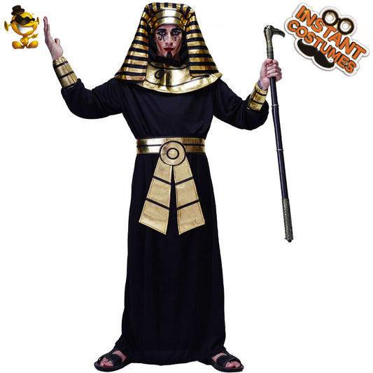 Egyptian Pharaoh Costume for Men Halloween Party King of Egypt Stage Performance Cosplay Outfit