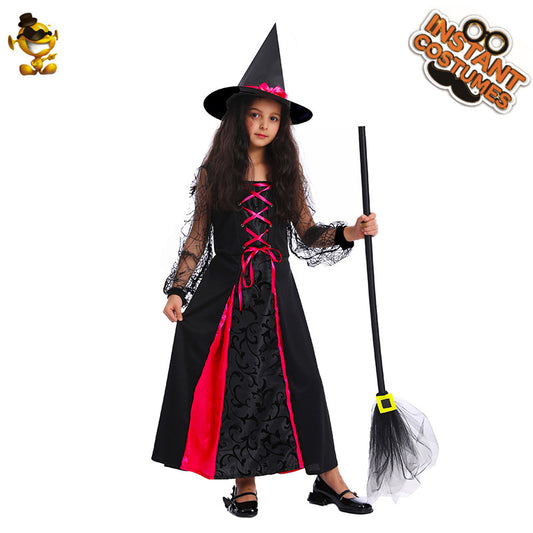 Halloween witch costume for girls kids party cosplay stage performance outfit