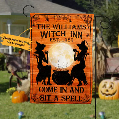 Personalized Witch Halloween Flag img 2